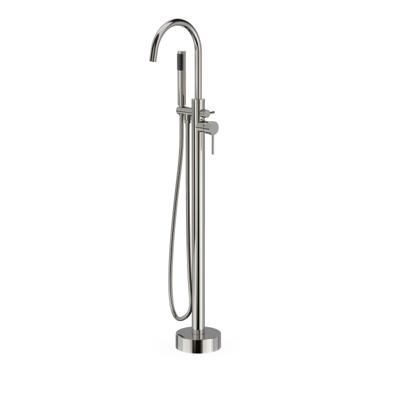 Brushed Nickel Brass Freestanding Bathtub Filler - Single Handle - Brushed Nickel