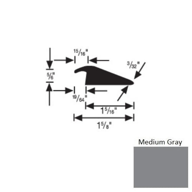 Flextones Medium Gray Vinyl Carpet Edge Reducer with Lip