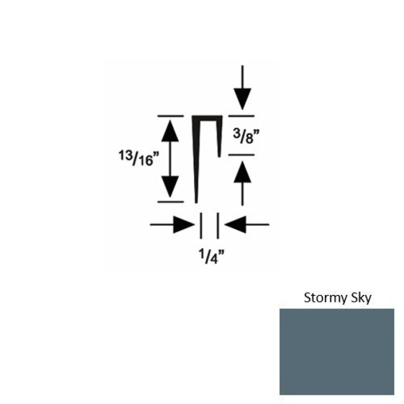 Solid 47 Stormy Sky Rubber Cove Cap Square - 1/4" X 9 Ft (108")