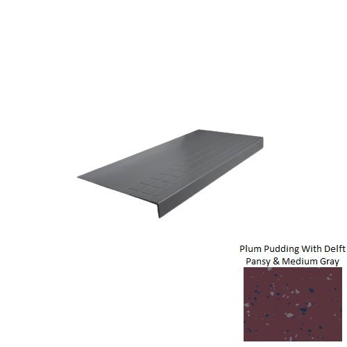 Spextones Plum Pudding With Delft Pansy & Medium Gray Type 800 Distinct Designs Rubber - 12 1/4" X 72" Stair Tread - Raised Square Design