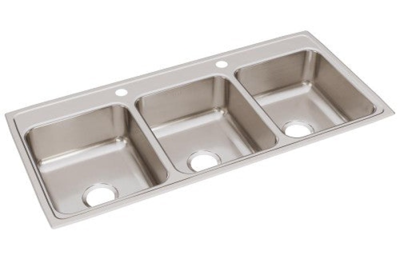 Ltr46222 Lustertone Classic Stainless Steel Drop In Triple Bowl Kitchen Sink - 46" X 22" X 7 5/8" With 2 Holes - Stainless Steel