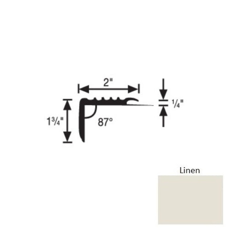 Flextones Linen Vinyl 171 Carpet Stair Nosing - 2" X 12 Ft - Thermoplastic