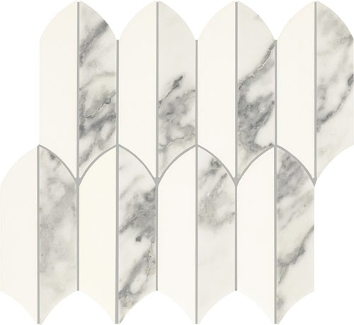 Eclessia Marble Arabescato Argento Blend Marble Mosaic - Feather - Polished