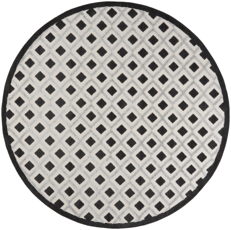 Aloha Alh26 Black White Round Area Rug