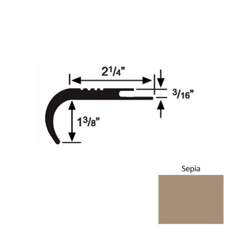 Solid 18 Sepia Rubber Undercut Carpet Nosing (Rd) - 2 1/4" X 9 Ft (108")