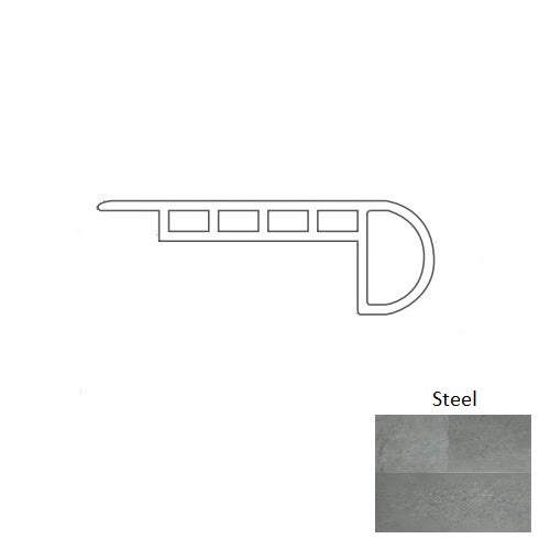 Adura Max Rectangles (Mar) Meridian Steel Luxury Vinyl Moulding / Trim - 94" Overlap Stair Nose - Embossed