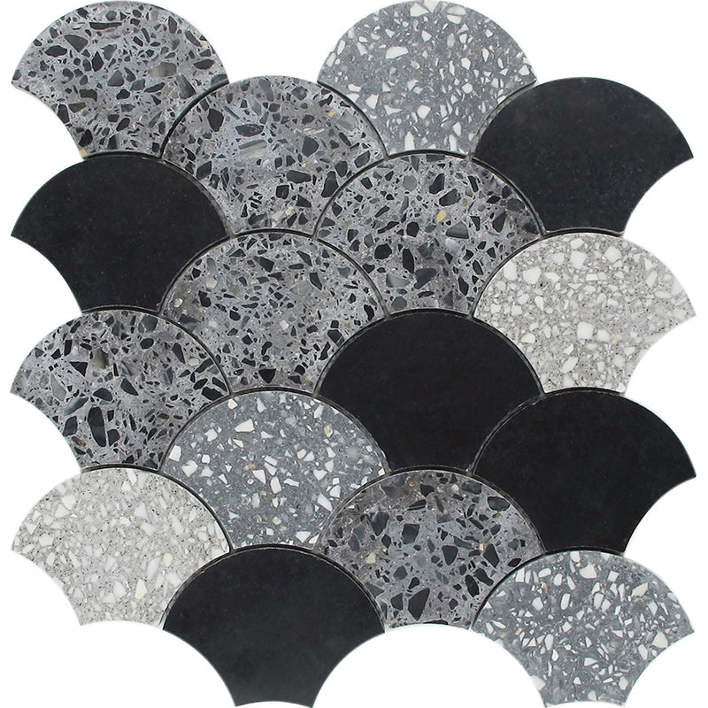 Veneziana Ducale Mixed Mosaic - 3" X 3" Fan - Honed