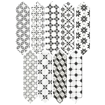 Stagecraft Ensemble Black Mix Deco Ceramic Tile - Glossy - 3" X 12" Picket Fence