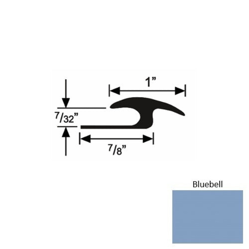 Solid 50 Bluebell Rubber Tile / Carpet Joiner - 7/8" X 9 Ft (108") X 7/32"