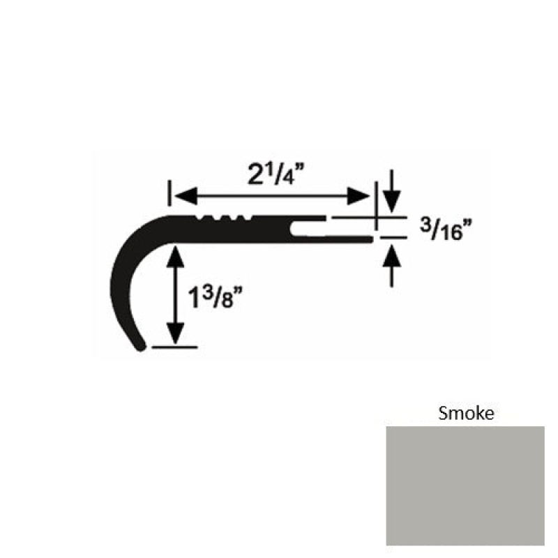 Solid 18 Smoke Rubber Undercut Carpet Nosing