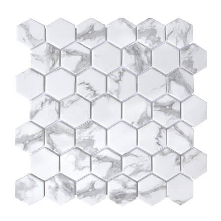 Endura Calacatta Glass Mosaic - Hexagon - Natural