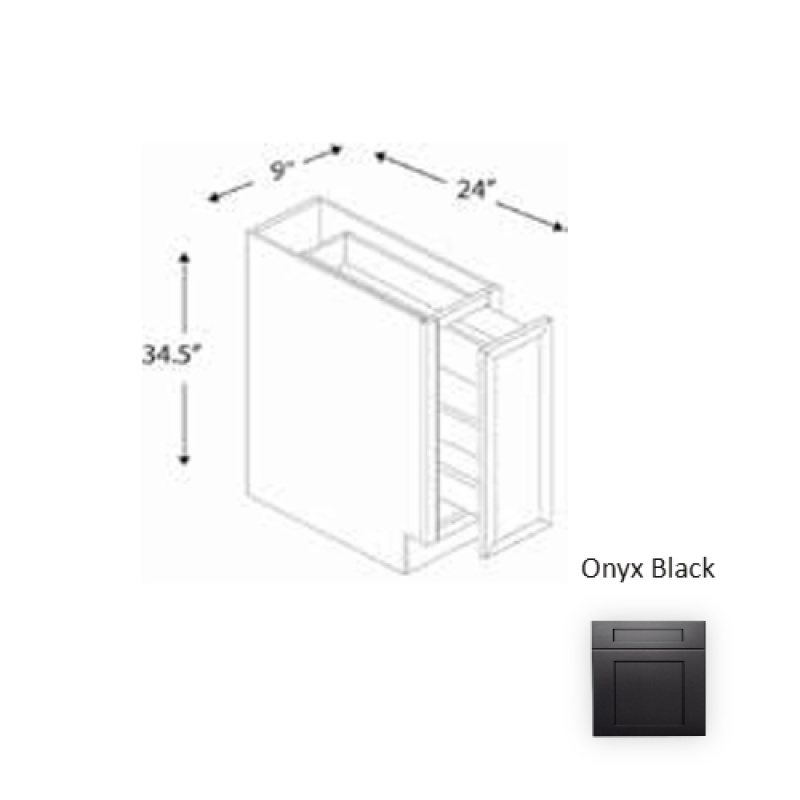 Framed Shaker Onyx Black Kitchen Base Cabinet