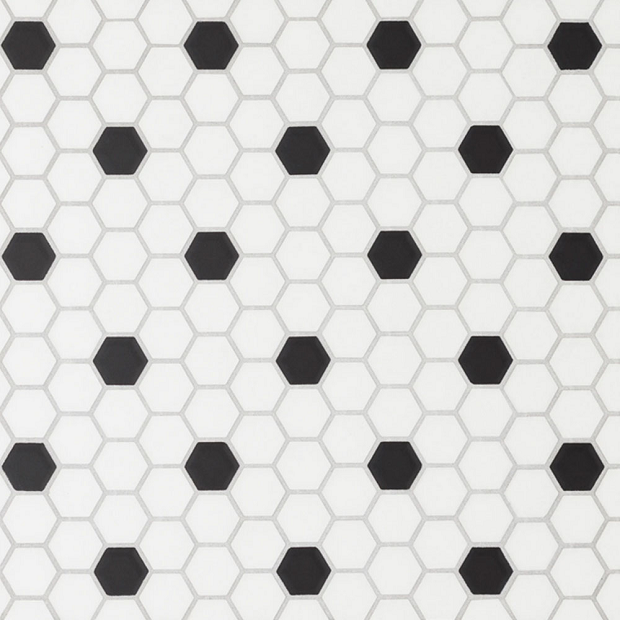 Le Cafe Deco Design 3 Porcelain Mosaic - 1" Hexagon - Matte