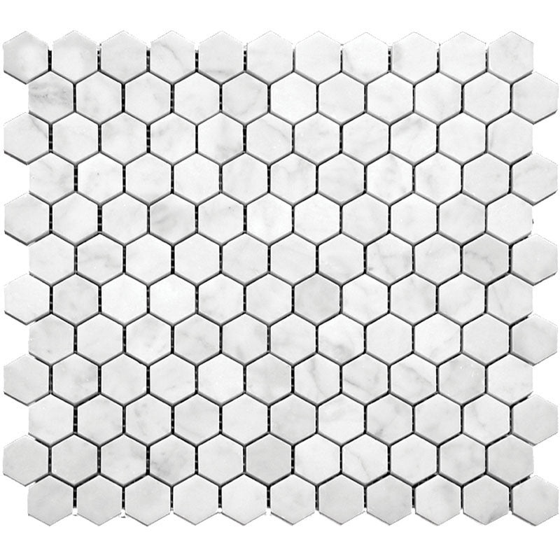 Marbella Bianco Carrara Marble Mosaic - 1" Hexagon