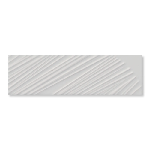 Nomad Sago Ash White Ceramic Tile - Glossy - 3.5" x 12"