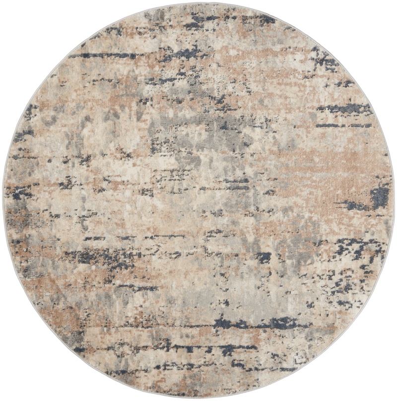 Quarry Qua01 Beige / Grey Round Area Rug