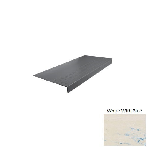 Evolving Styles Creative Elements White With Blue Type 800 Distinct Designs Rubber - 12 1/4" X 72" Stair Tread - Raised Square Design