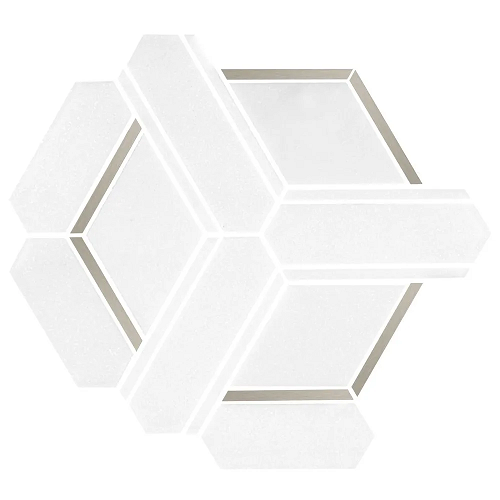 Cubist Thassos Marble Mosaic - Carve - Honed & Brushed