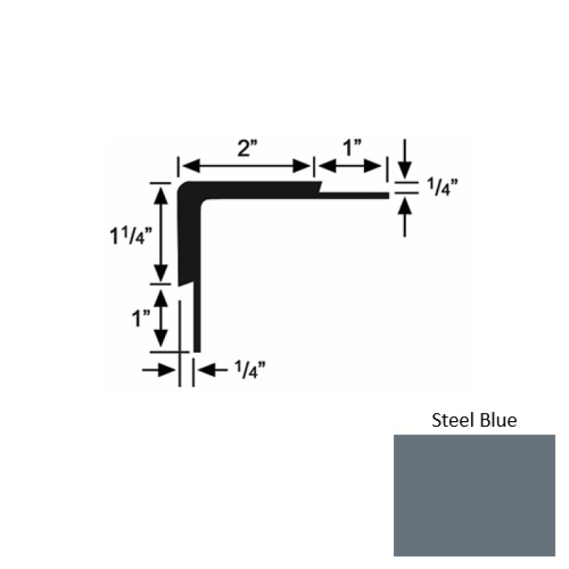 Solid 16 Steel Blue Rubber Double Flange Carpet Stair Nosing