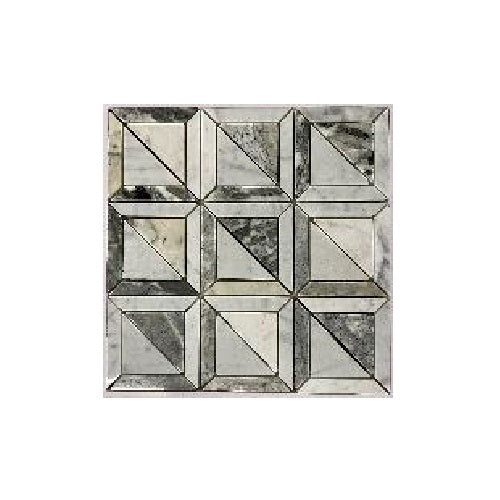 Sineero & White Carrara Marble Mosaic - Lattice - Polished