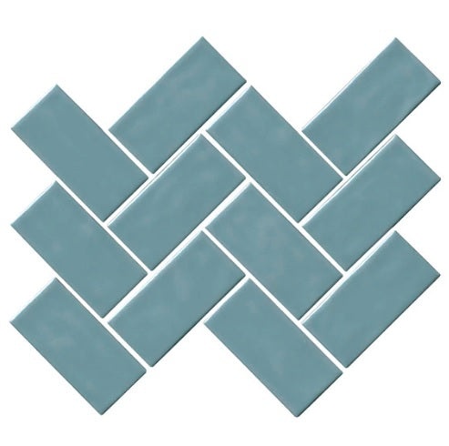 Artezen Classic Blue Ceramic Mosaic - 2" X 4" Herringbone - Glossy