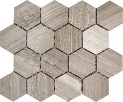 Pietra Antica Patara Stone Wooden Gray Marble Mosaic - 3" Hexagon - Polished