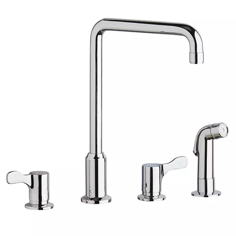 Lkd2433c Chrome Deck Mount Kitchen Faucet - Double Handle / Two Holes - Chrome