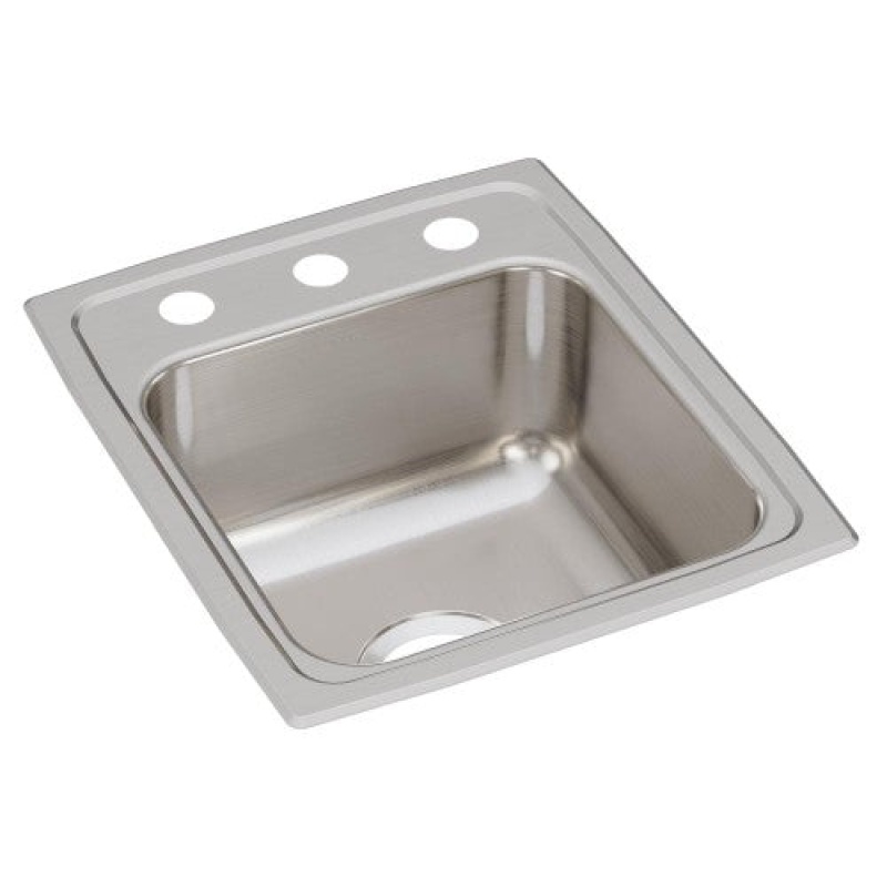 Lr15173 Lustertone Classic Stainless Steel Drop In Single Bowl Bar Sink - 15" X 17 1/2" X 7 5/8" With 3 Holes - Stainless Steel