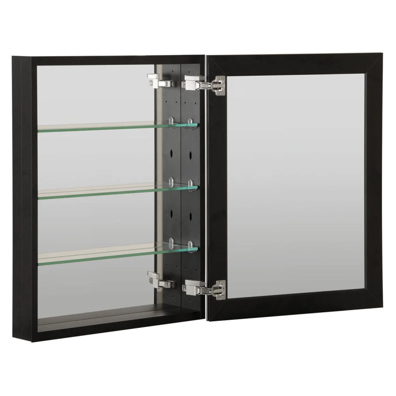 Black Aluminum Recessed / Surface Mount Medicine Cabinet - 23" X 30" - Black