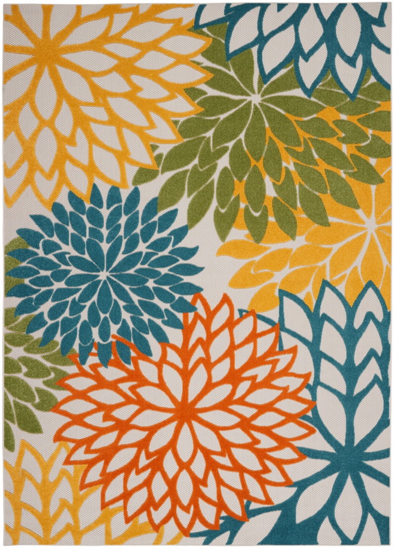 Aloha Turquoise Multicolor Tropical Area Rug 9 ft x 12 ft