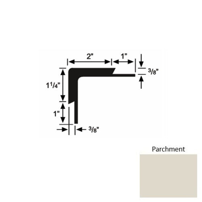Solid 15 Parchment Rubber Double Flange Carpet Stair Nosing