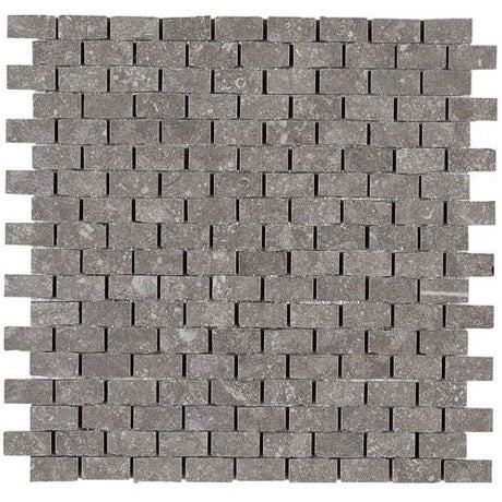 Diplomacy Medium Gray Porcelain Mosaic - 5/8" x 1" Brick Matte