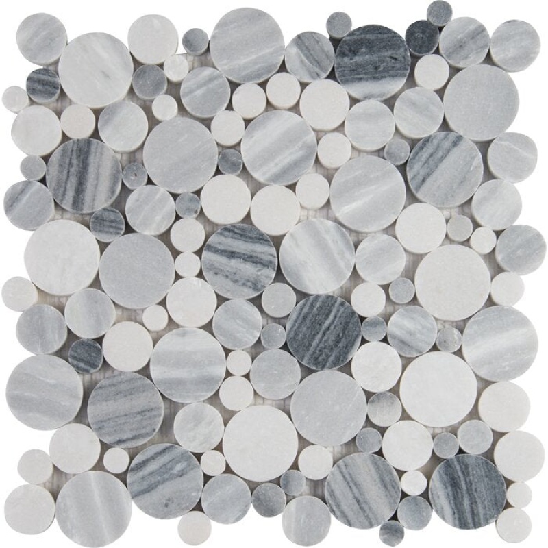 Alaska Gray Pebble Marble Mosaic - Bubble - Polished
