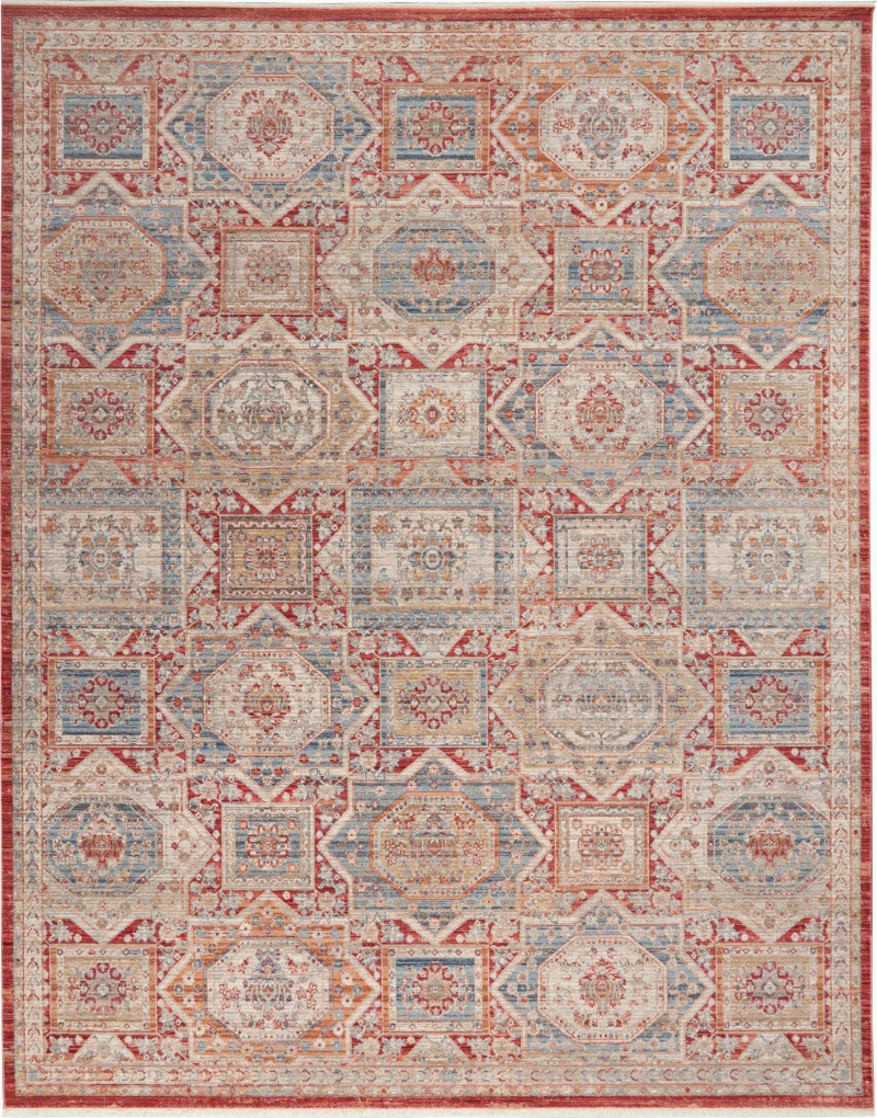Homestead Blue / Brick Vintage Area Rug, 10 ft x 13 ft