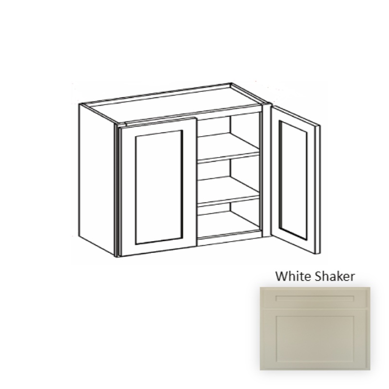 W2730 White Shaker Wood Kitchen Wall Cabinet - 27" X 30" X 12" (Assembly Required) - White Shaker