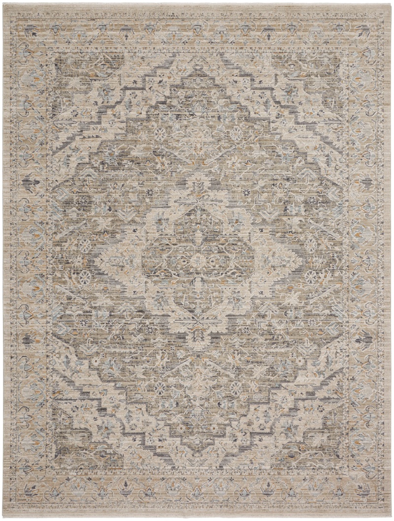 Ivory Taupe Vintage Area Rug 8 ft x 10 ft