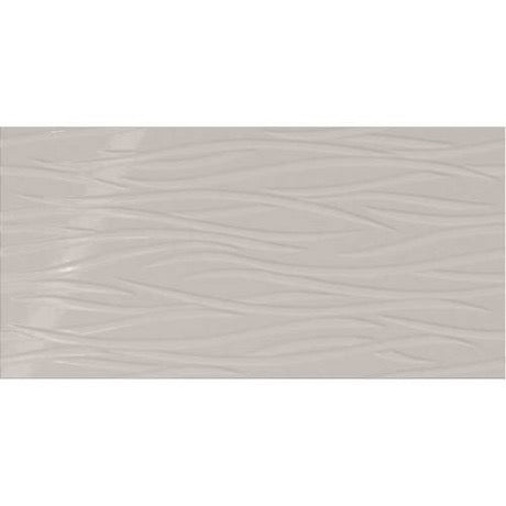 Showscape Soft Gray Brushstroke Pattern Ceramic Tile - Gloss Textured - 12" X 24"