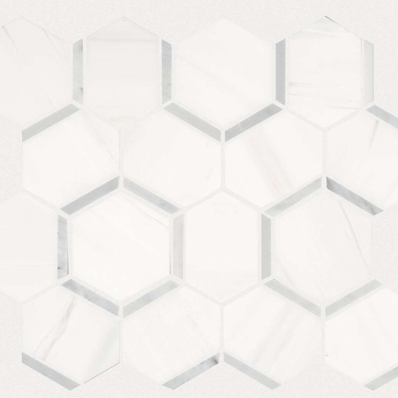 Boca Catacomb Carrara Natural Stone Mosaic - Hexagon - Honed