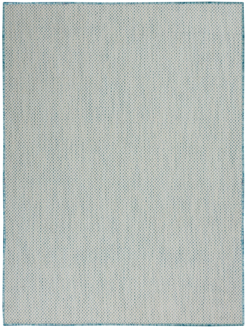 Courtyard Cou01 Ivory Aqua Polypropylene Modern Area Rug