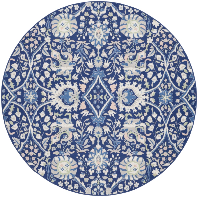 Whimsicle Whs10 Navy Multicolor Round Area Rug
