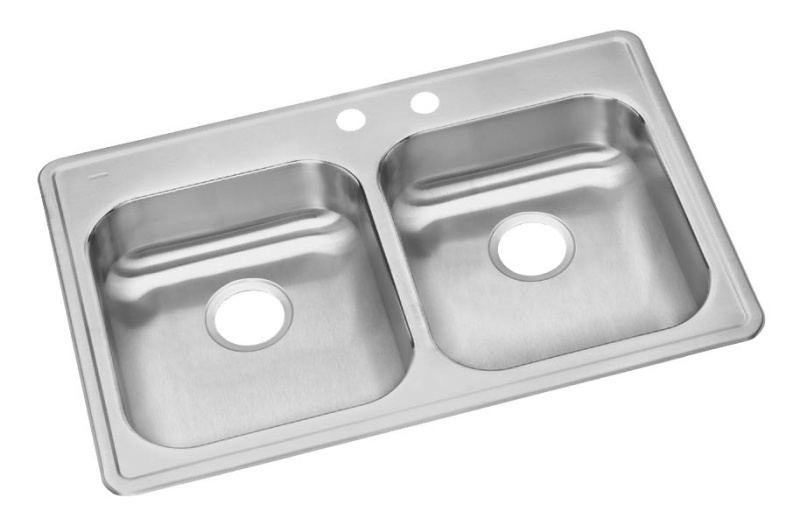 Ge23321mr2 Dayton Stainless Steel Drop In Double Bowl Kitchen Sink - 33" X 21 1/4" X 5 3/8" With 2 Holes - Stainless Steel