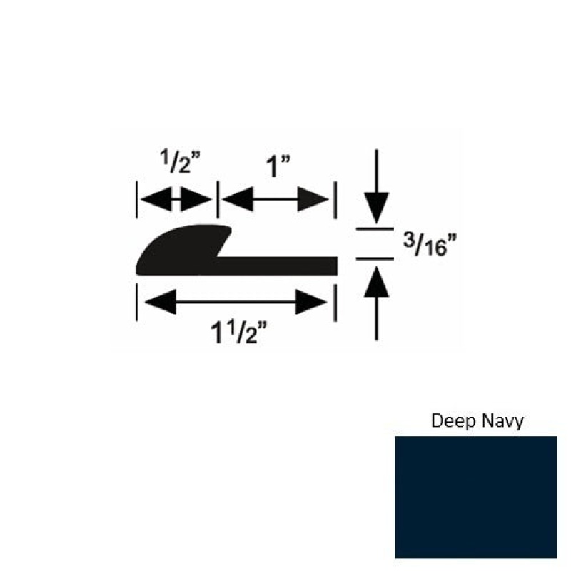 Solid 34 Deep Navy Rubber Underlap Carpet Edge
