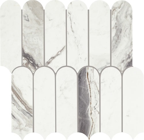 Eclessia Marble Volakas Marble Mosaic - Elongated Fan - Polished