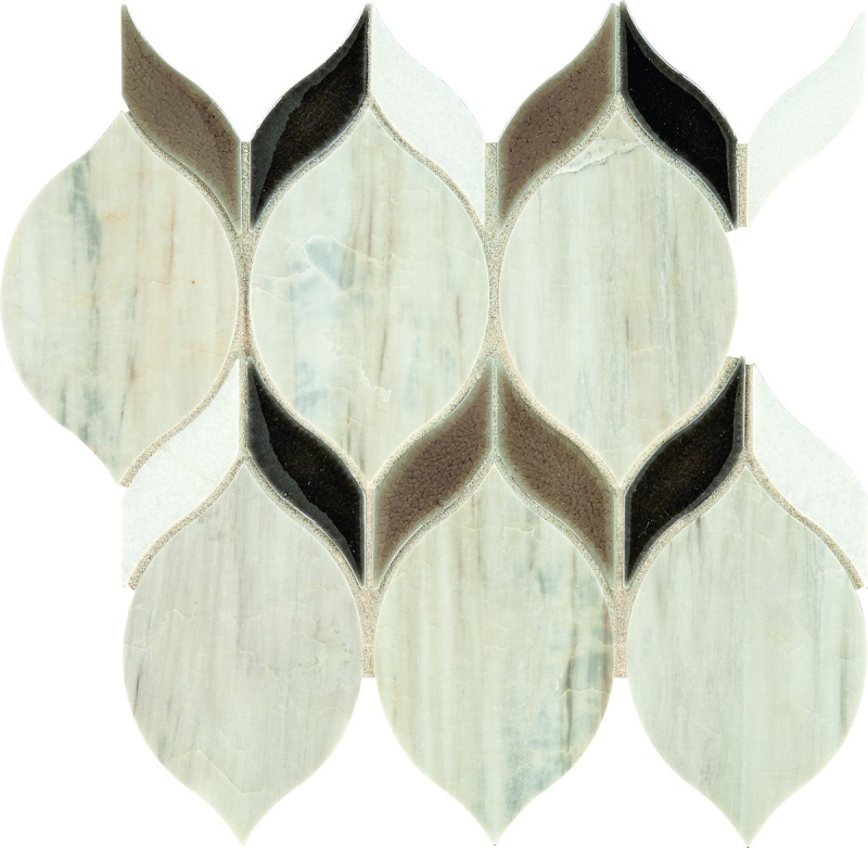 Fonte Pier White Blend Marble Mosaic - Double Leaf - Polished