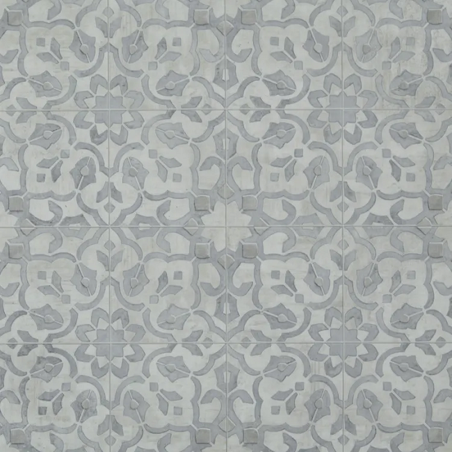 Silver Filigree Pewter Resilient Luxury Sheet Vinyl - Pattern