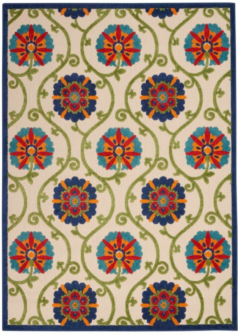 Aloha Blue Multicolor Contemporary Area Rug