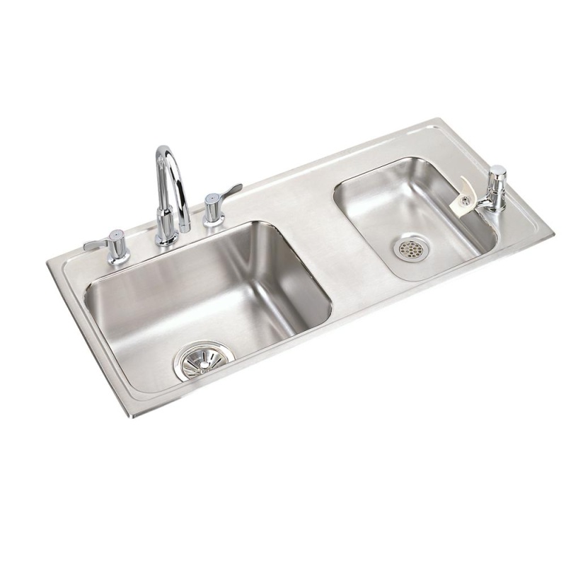 Drkad371760rffc Lustertone Classic Stainless Steel Drop In Double Bowl Workstation Kitchen Sink - 37 1/4" X 17" X 6" - Stainless Steel