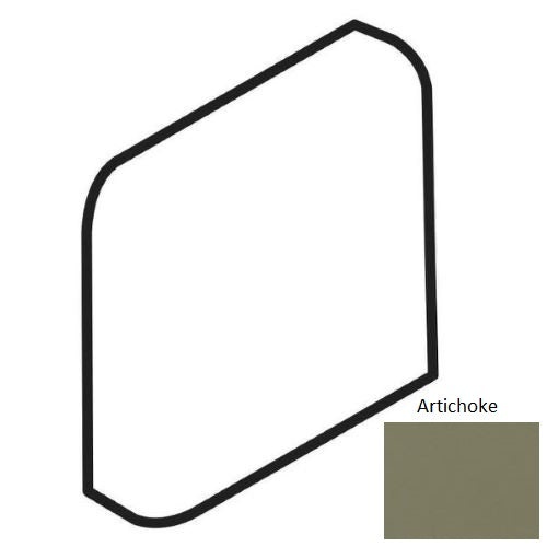 Bright & Matte Artichoke Ceramic Wall Trim - 2" X 2" Radius Bullnose Outcorner