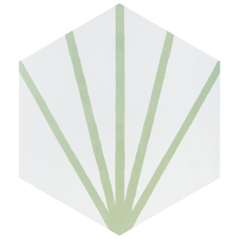 Horizon Dawn Verde Ceramic Tile - Matte - 7 3/4" X 9" Hexagon