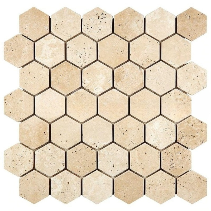 Ivory Travertine Mosaic - 2" Hexagon